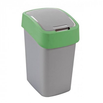 Waste bin Flip, with plastic cover, plastic, 10 L, green